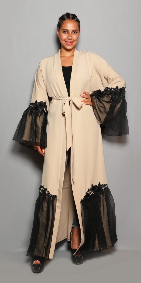 Abaya with Oriental Style Lexus fabric & Organza