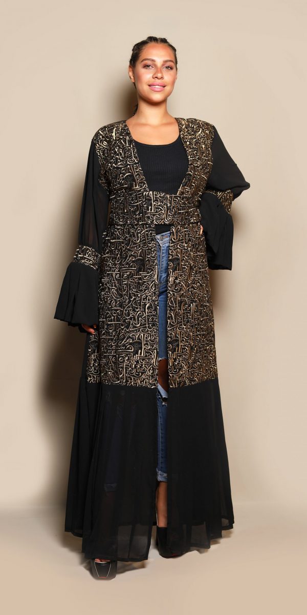 Abaya with Oriental embroidery Chiffon fabric & cane line