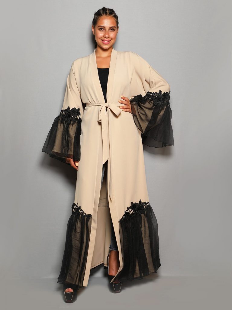 Abaya with Oriental Style Lexus fabric & Organza
