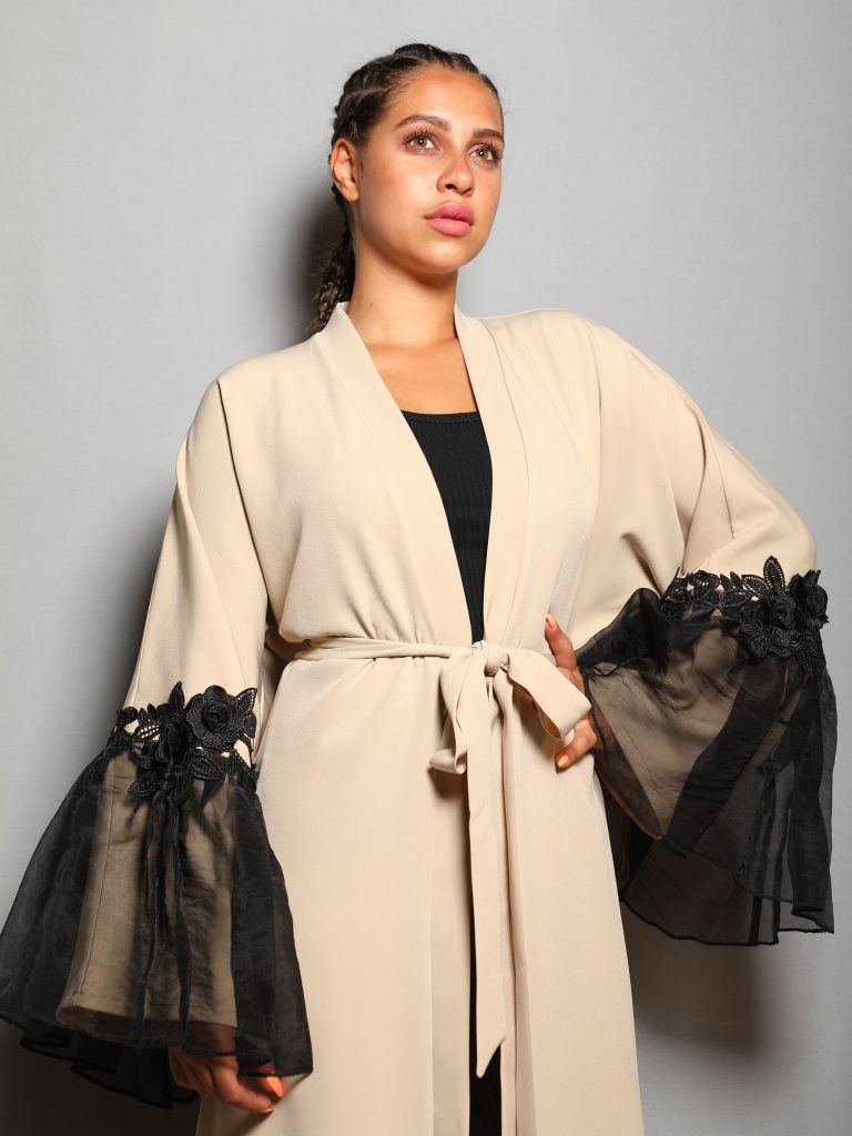 Abaya with Oriental Style Lexus fabric & Organza