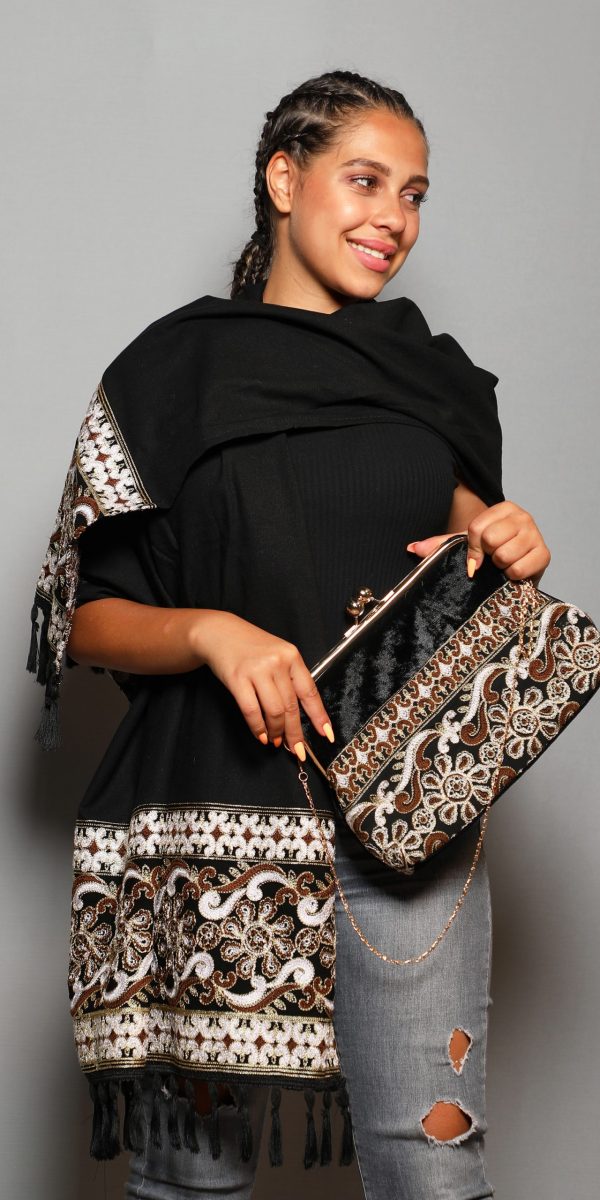 Scarf & Bag with the embroidery Aghabani fabric