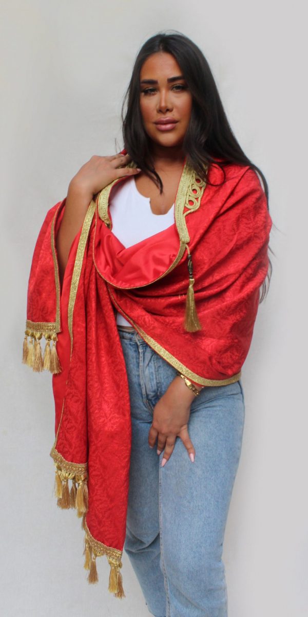 Scarf (shawl) with oriental style – sayeh - Red-C20A-NS13