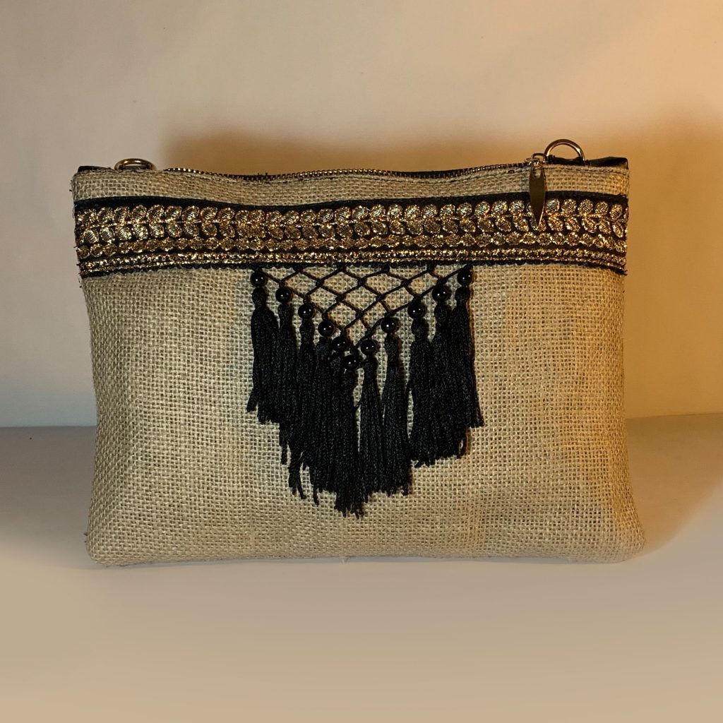 Small shoulder bag (Xbody Bag) Canvas fabric with Indian embroidery-C20A-NB16