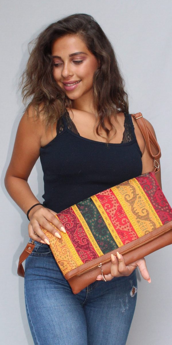 Shoulder foldable bag - Oriental Style Damask fabric