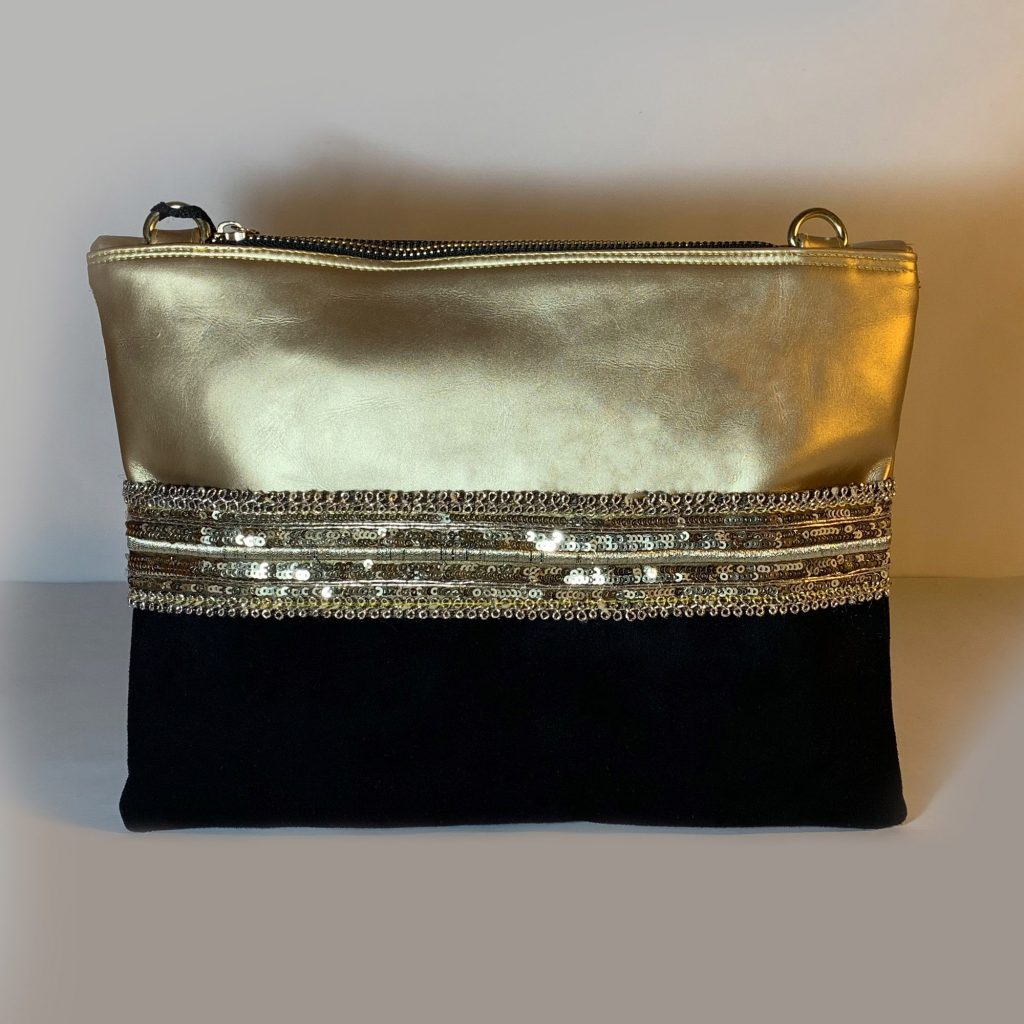 Xbody Bag Chamois fabric with Indian embroidery-C20A-NB18